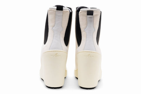 Hogan Lace-Up Wedge Ankle Boots in NEUTRALS