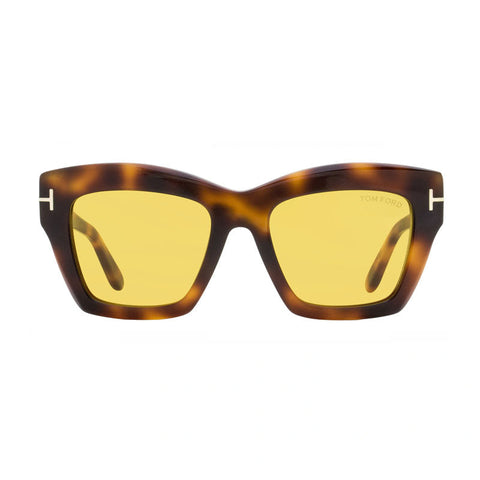Tom Ford Sunglasses Square Full Rim, Blonde Havana Frame and Brown Lens FT119153E