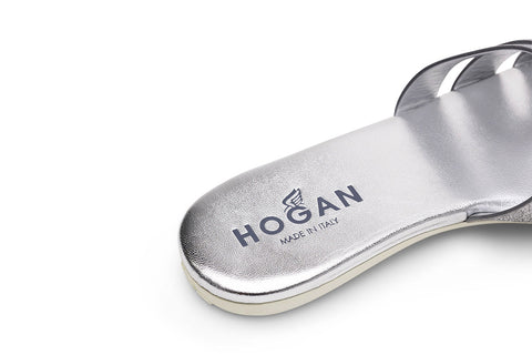 Hogan Valencia Ciabatta Silver Sandals