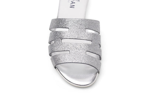 Hogan Valencia Ciabatta Silver Sandals
