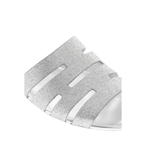 Hogan Valencia Ciabatta Silver Sandals