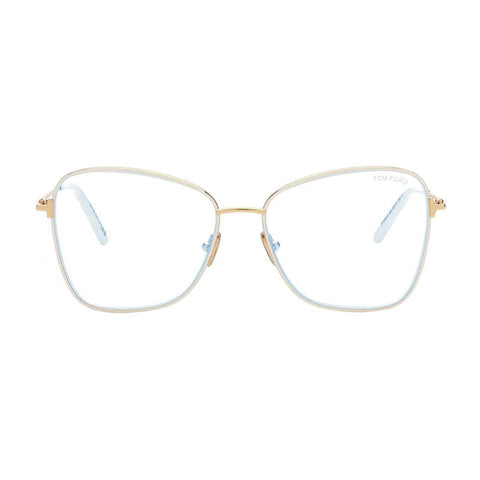 Tom Ford Eyeglasses Butterfly Full Rim, Ivory/Gold Frame and Clear Demo Lens Lens FT5906-B025