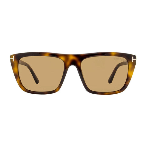 Tom Ford Sunglasses Square Full Rim, Blonde Havana Frame and Brown Lens FT117553E
