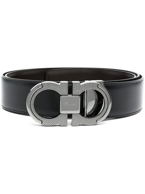 Ferragamo Brushed Calf Leather Gancini Belt