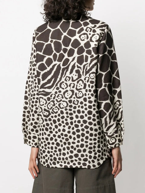 Ferragamo Multi-Animal Print Long-Sleeve Shirt