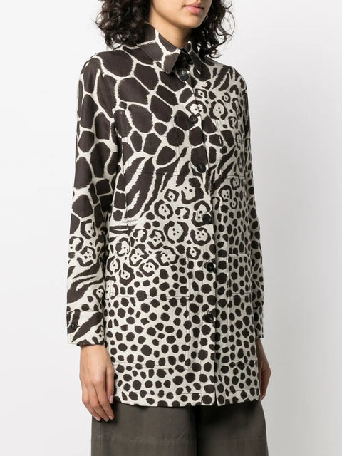 Ferragamo Multi-Animal Print Long-Sleeve Shirt