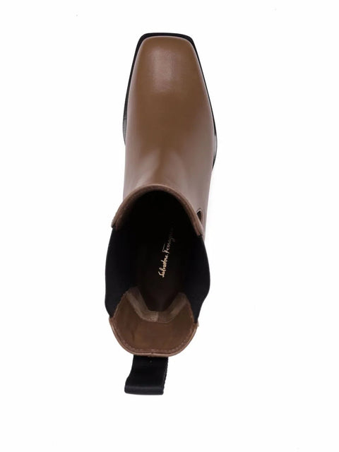 Ferragamo Wedged Leather Ankle Boots