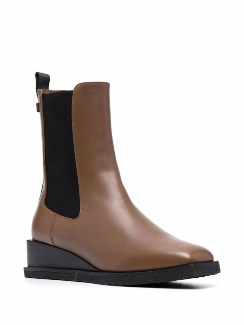 Ferragamo Wedged Leather Ankle Boots