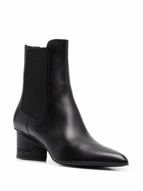 Ferragamo Logo-Embossed Heel Chelsea Boots