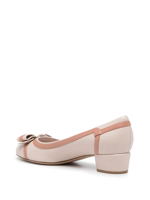 Ferragamo Vara Stripe Low-Heel Leather Pumps