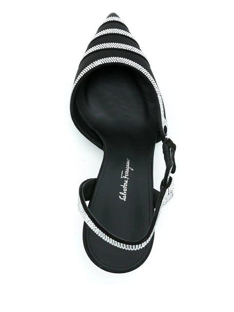 Ferragamo 85Mm Rhinestone Slingback Pumps