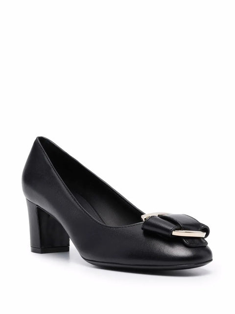Ferragamo Gancini-Bow Leather Pumps