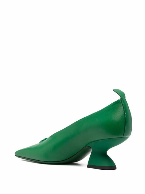 Ferragamo F Heel Leather Pumps