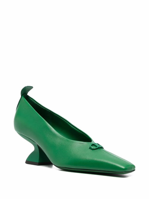 Ferragamo F Heel Leather Pumps
