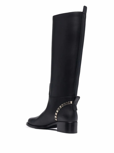 Ferragamo Vara Chain Knee-High Boots