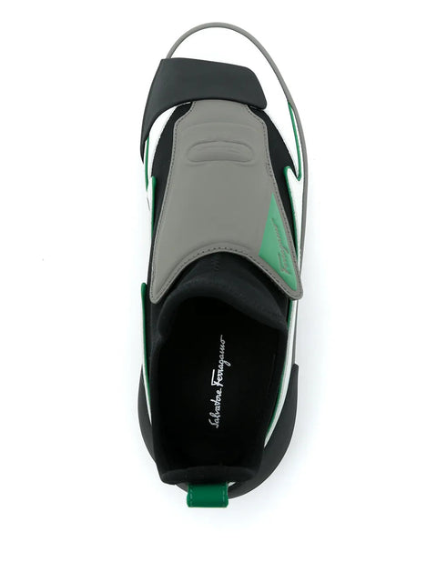 Ferragamo Colourblock Slip-On Sneakers in Green
