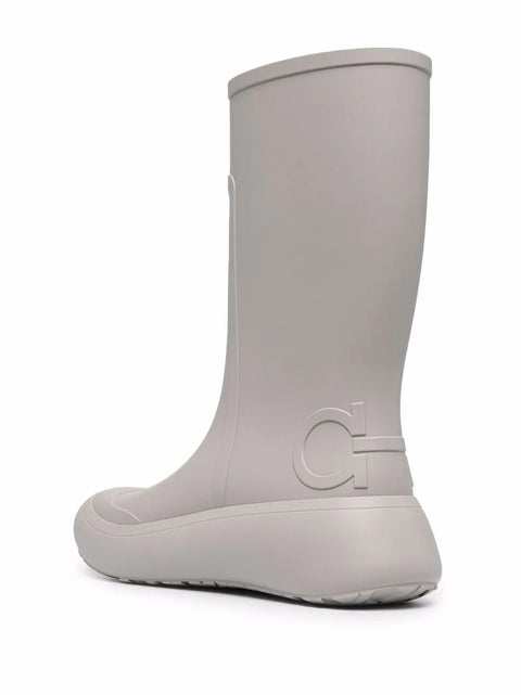 Ferragamo Embossed Detail Rainboot in Gray