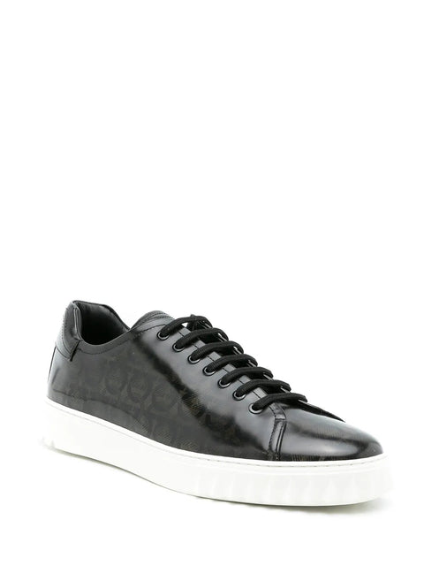 Ferragamo Cube Gancini-Print Sneakers