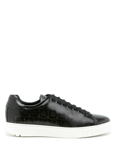 Ferragamo Cube Gancini-Print Sneakers