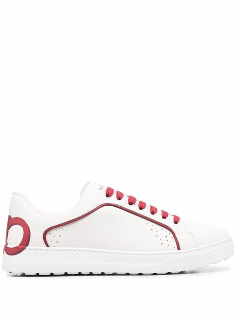 Ferragamo Manhattan Gancini-Print Sneakers in White