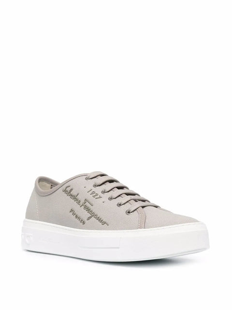 Ferragamo Mediterr Low-Top Sneakers in Gray