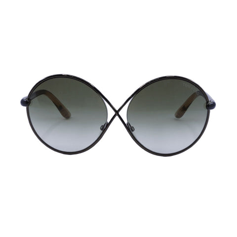 Tom Ford Sunglasses Round Full Rim, Shiny Dark Bronze Frame and Gradient Brown Lens FT015936F