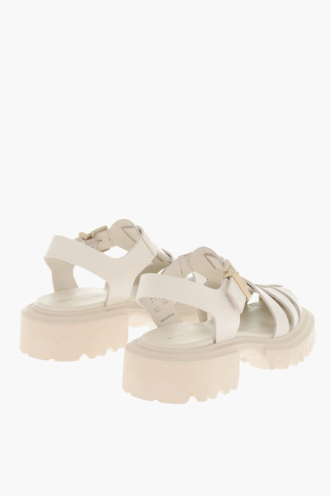 AllSaints Leather Sandals with Golden Buckle