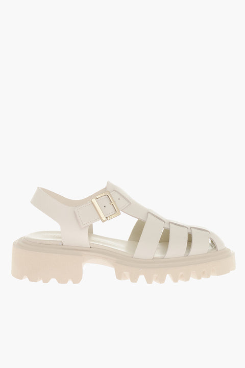 AllSaints Leather Sandals with Golden Buckle