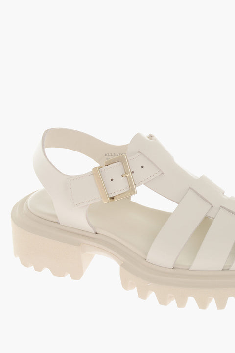 AllSaints Leather Sandals with Golden Buckle