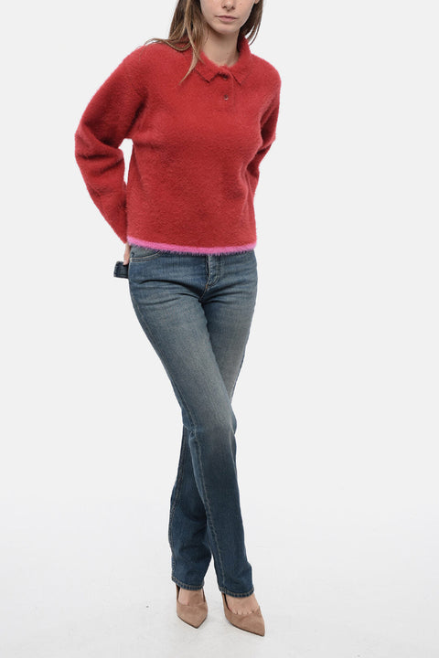 Jacquemus Polo Neck Eyelash Fabric Sweater