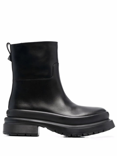 Valentino Garavani Rockstud Almond-Toe Ankle Boots