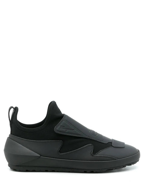 Ferragamo Leather Sock Style Sneakers in Black