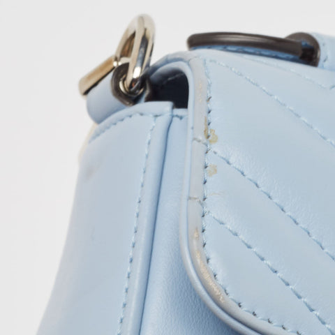 Preloved - Gucci Blue Matelass&eacute; Leather Mini Gg Marmont Top Handle Bag